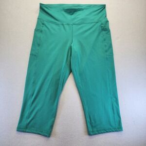 Ideology Womens XL Teal Green High Waist Capri Leggings with Pockets Athletic